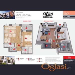 Prodaja od INVESTITORA _ DVOSOBAN stan 42,89m2 u izgradnji, Veternik - Fešter, Novi Sad